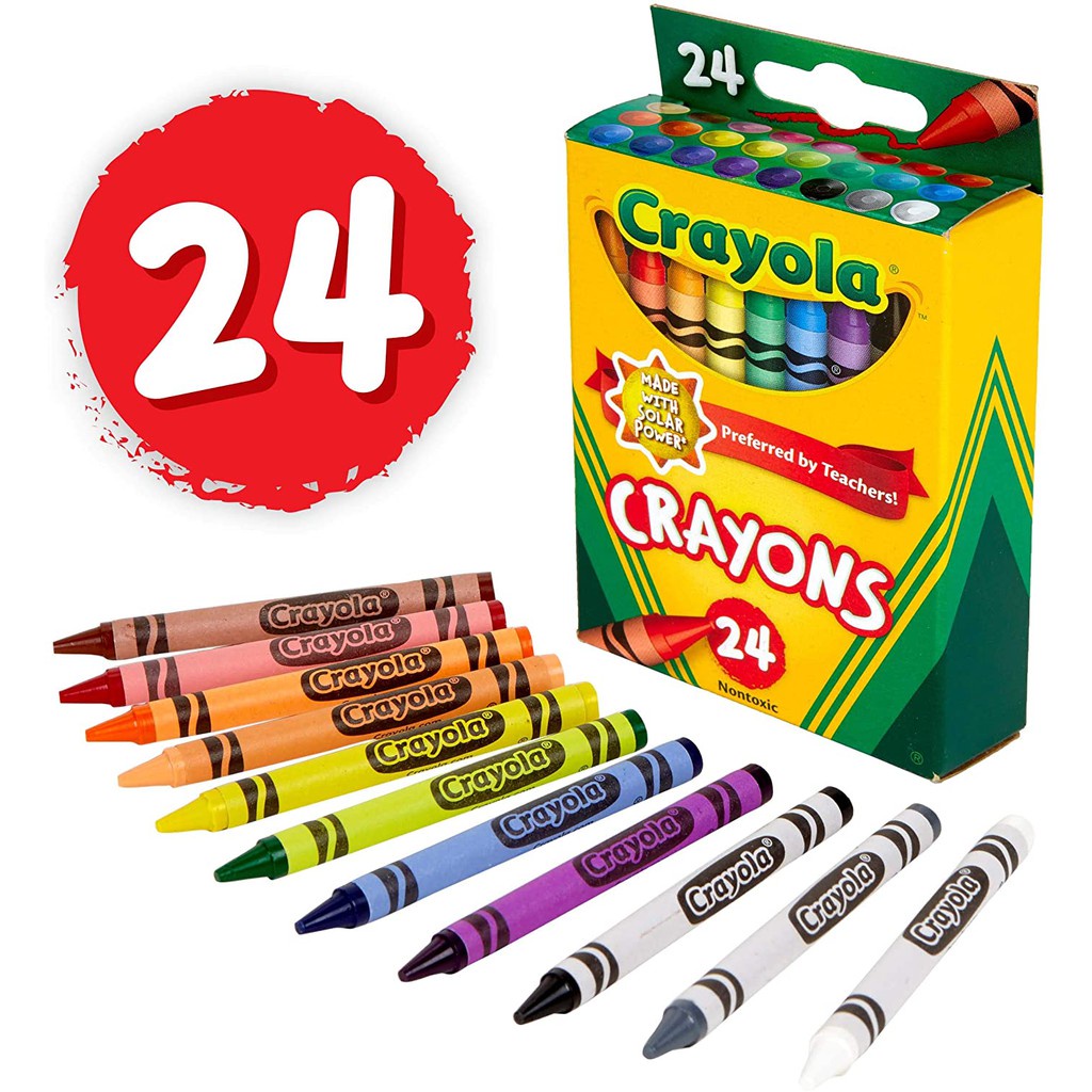 Bộ bút sáp 8/16/24 màu CRAYOLA 523024 Màu Sắc Tươi Sáng, Màu Mịn Clever Box