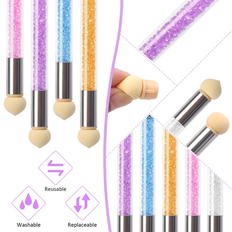 Cọ Hai Đầu Xốp Và Hạt Cườm Đá Trang Trí Móng Tay Nghệ Thuật