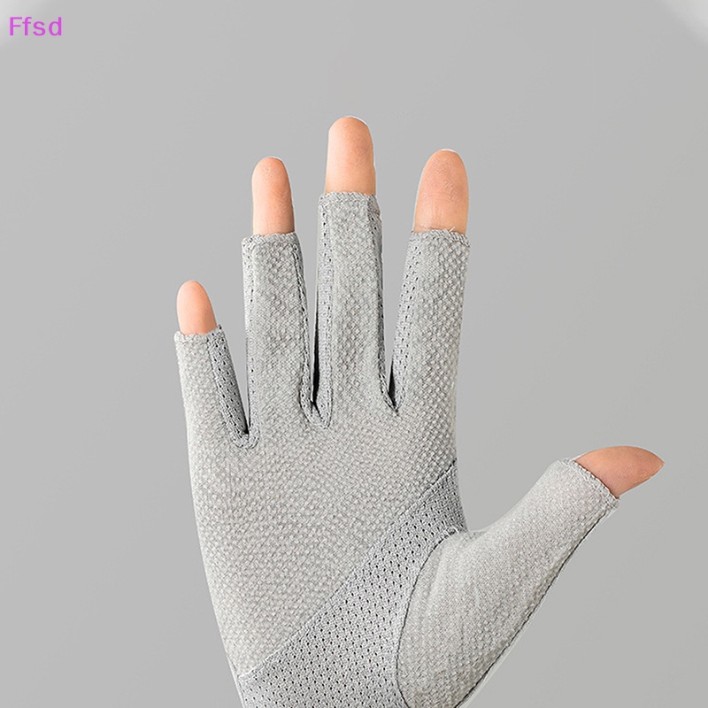 Găng Tay Hở Ngón Bằng Cotton Phối Ren Chống Trượt Thời Trang Mùa Hè Cho Nữ