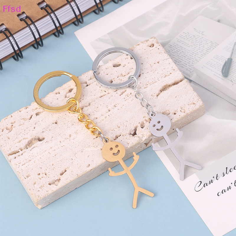 {Ffsd} Móc Khóa Mặt Dây Chuyền Hình Người Nhỏ Bằng Thép Không Gỉ Vui Nhộn * Bán Chạy