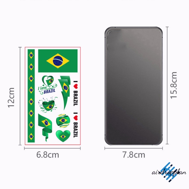 Bộ 10 Miếng Dán Hình Xăm Tạm Thời Chống Thấm Nước Hình Lá Cờ Kích Thước 6.8x12cm