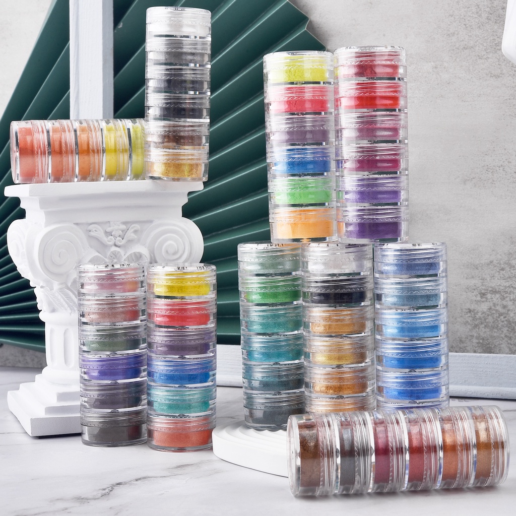 6 màu sắc/Set Pearlescent Powder Pigment Bột khoáng Mica tự nhiên DIY Epoxy Nhựa nhuộm Trang sức Sản phẩm mỹ phẩm