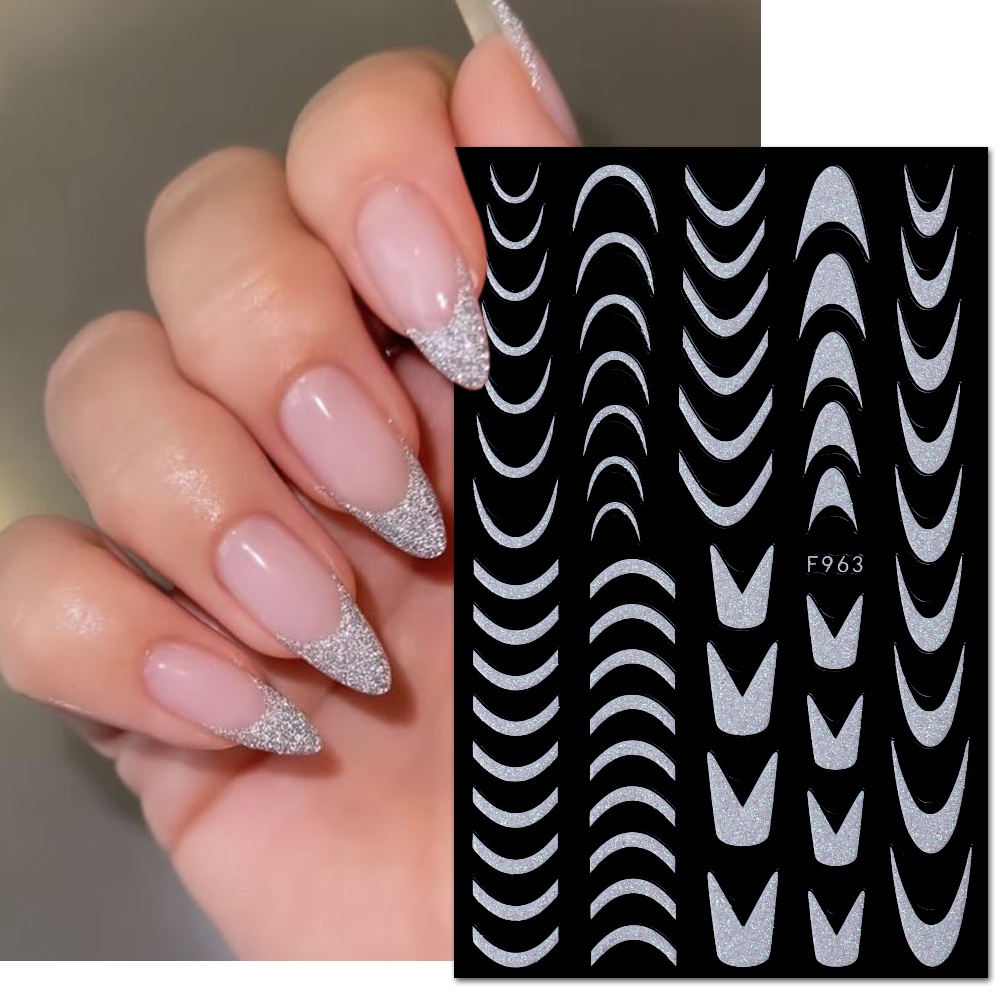 Miếng Dán Trang Trí Móng Tay Nghệ Thuật Họa Tiết Cẩm Thạch / Bướm / Ngôi Sao Màu Trắng Lấp Lánh