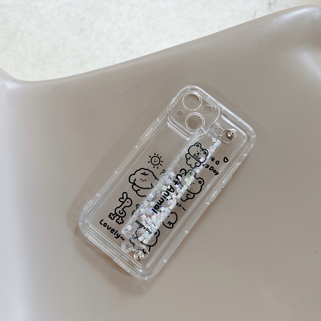 Ốp Điện Thoại Dẻo Họa Tiết Hoạt Hình Chú Gấu Kèm Dây Đeo Cho iPhone 14 14PRO max 13 12PRO max 13pro max 11 2023