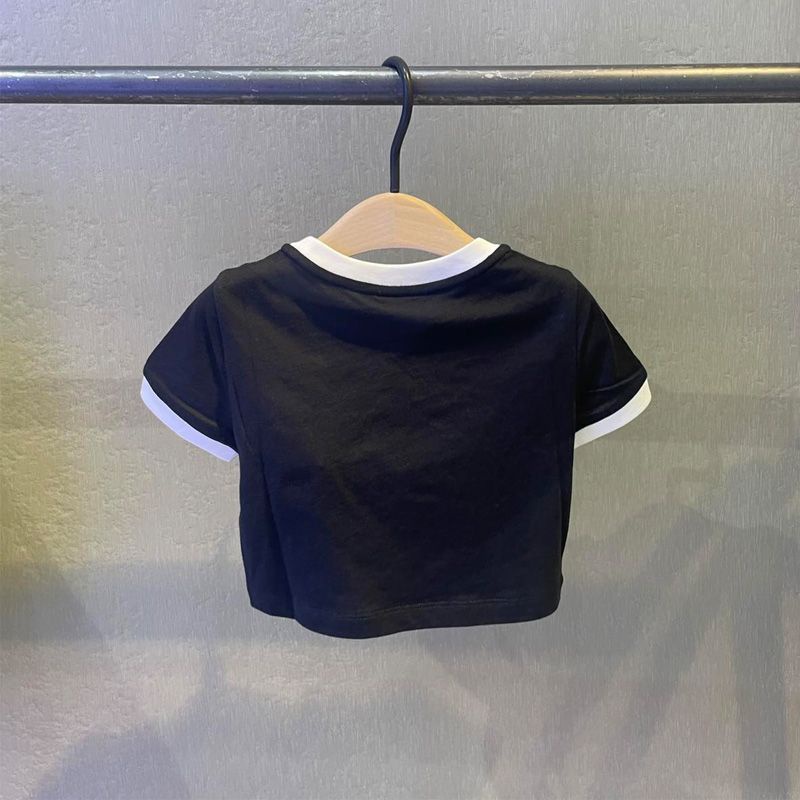 Áo Thun Cotton Tay Ngắn Cổ Tròn In Chữ Phong Cách Hàn Quốc Thời Trang Mùa Hè 2023 Cho Bé Gái