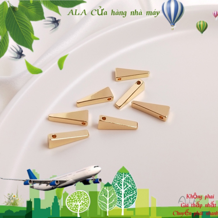 💖Trang sức DIY phụ kiện💖Mặt Dây Chuyền Hình Tam Giác Ba Chiều Mạ Vàng 14k DIY