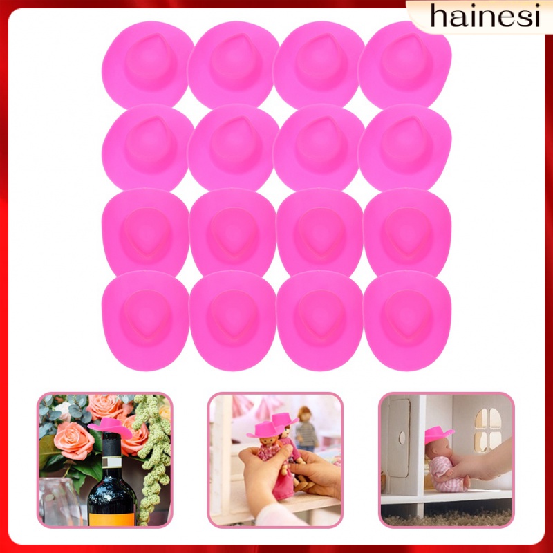 Set 40 Nón Cao Bồi Màu Trắng Đen Trang Trí Nhà Búp Bê