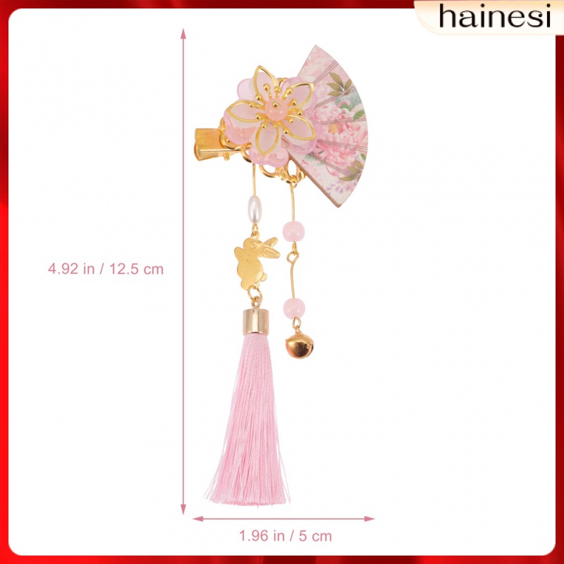 Set 2 Kẹp Tóc Hình Quạt Phối Tua Rua Xinh Xắn Thời Trang