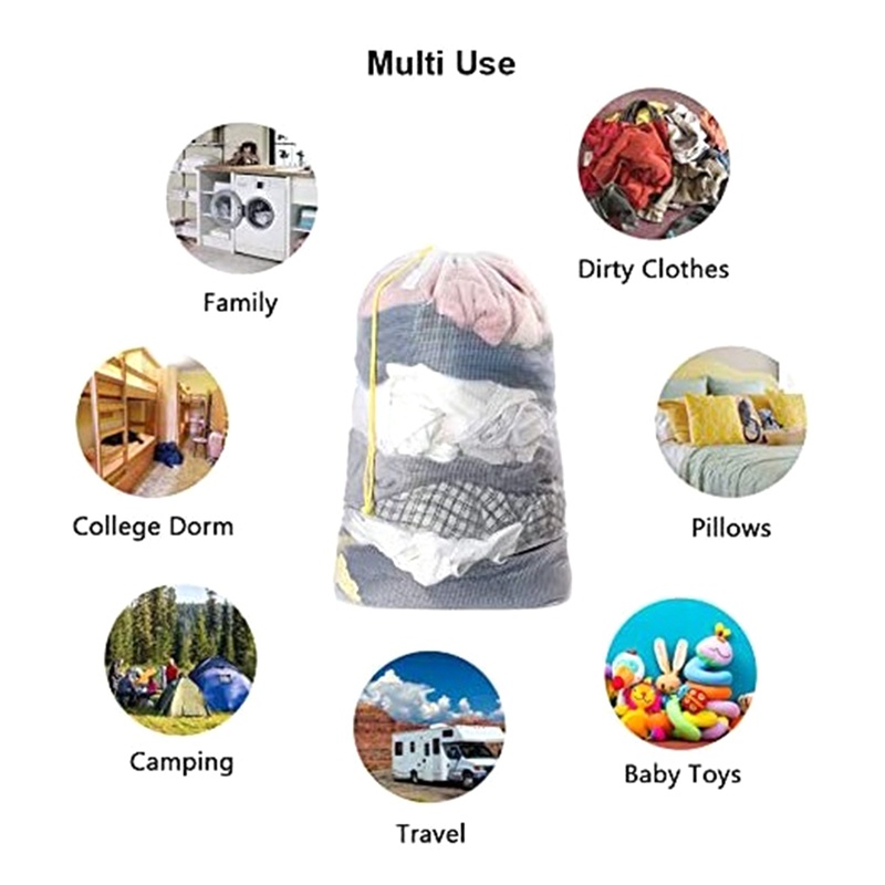 Set 5 Túi Lưới Giặt Đồ Có Dây Đeo Vai Kích Thước 60cmx90cm