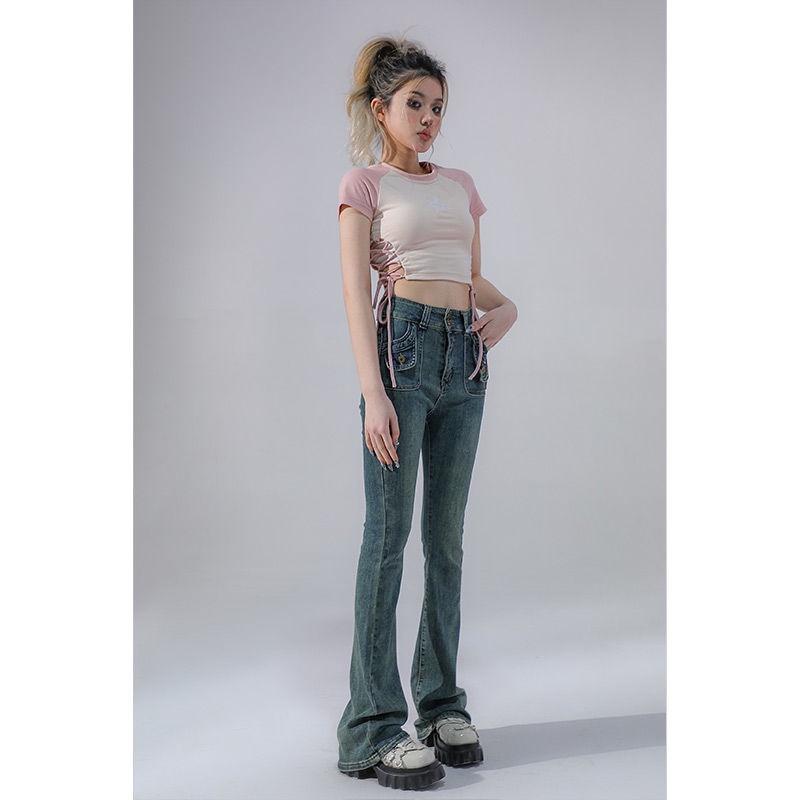 COZOK Áo Thun Tay Ngắn Dáng Ôm Phối Màu Thời Trang Quyến Rũ Cho Nữ