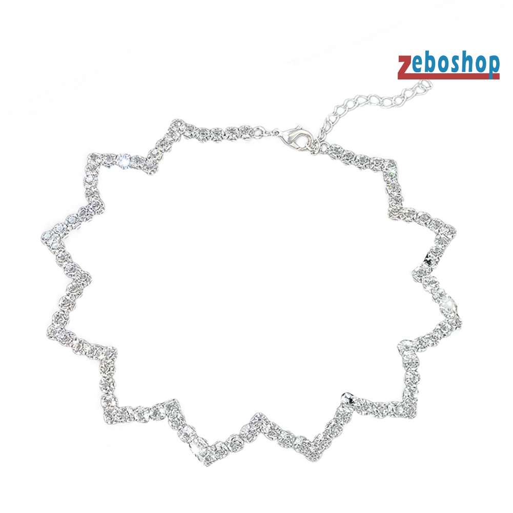 Vòng Cổ Choker Đính Đá Lấp Lánh Gợn Sóng Phong Cách Gothic Quyến Rũ Cho Nữ