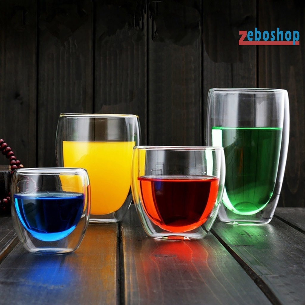 Cốc Uống Nước Hai Lớp Bằng Kính Chịu Nhiệt Trọng Lượng Nhẹ