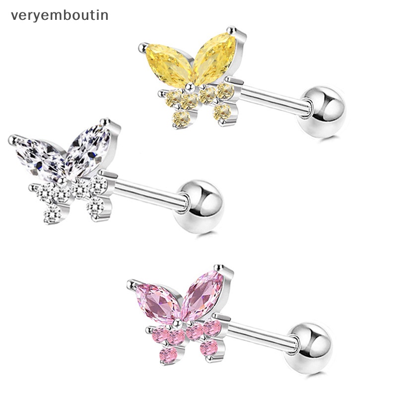 1 Khuyên Tai Hình Bướm Dạng Xoắn Ốc Đính Đá Zircon