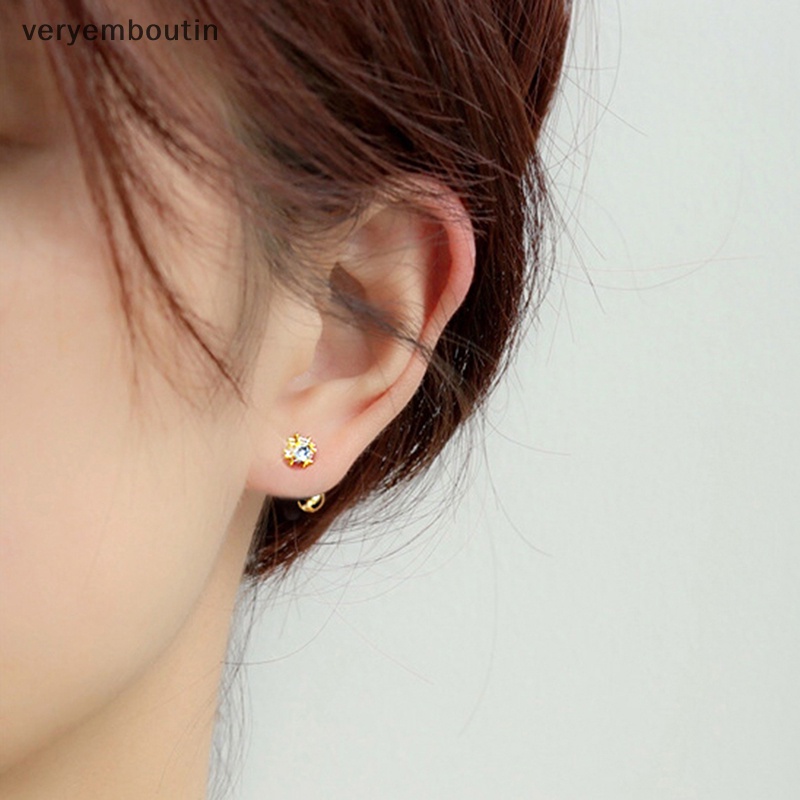 1 Đôi Bông Tai Đính Đá Zircon Dạng Xoắn Ốc Dành Cho Nữ