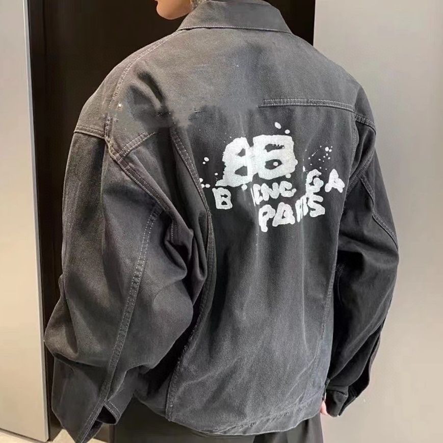 Áo Khoác denim In Họa Tiết Graffiti Hai B Màu Xanh Dương Phong Cách Đường Phố Cổ Điển Thời Trang Unisex Ba-N88Cia88-Trendleu6Yt