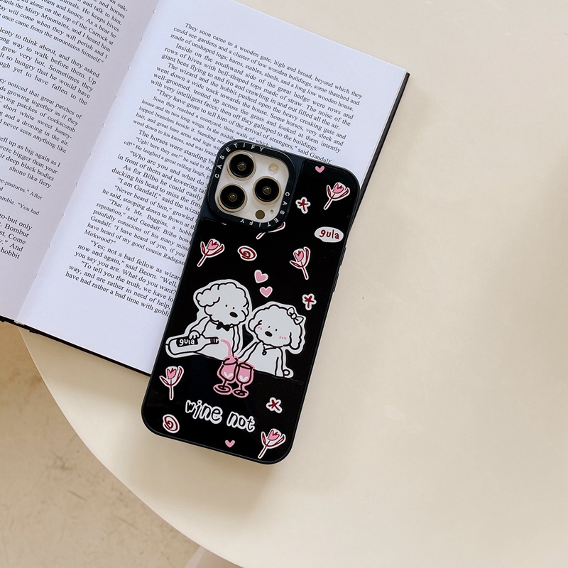 Ốp Điện Thoại Silicone Mềm Mặt Gương In Hình Cún Cho iPhone X XS XR 11 12 13 Mini 14 Plus Pro Max