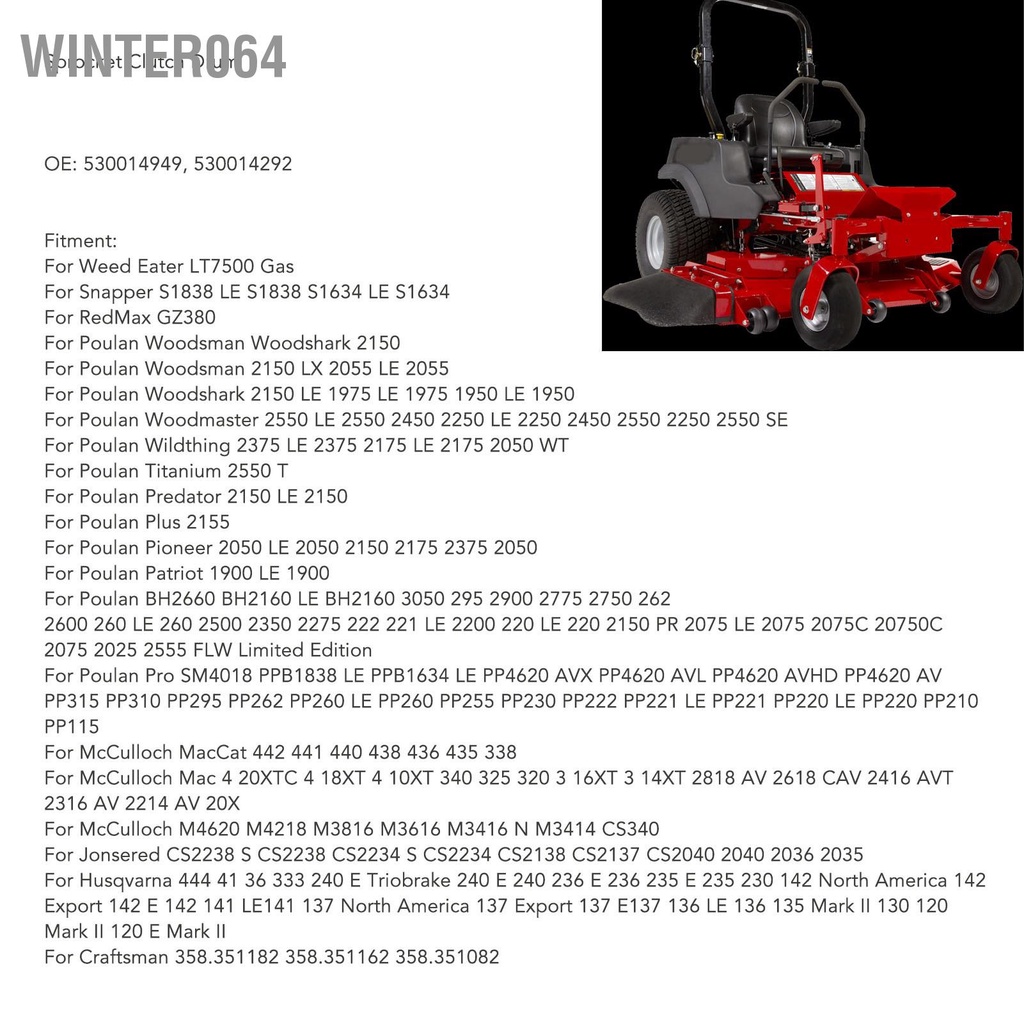 Winter064 Trống ly hợp bánh xích 530014949 cho máy bơm dầu Husqvarna 36 41 136 137 141 142 235 240