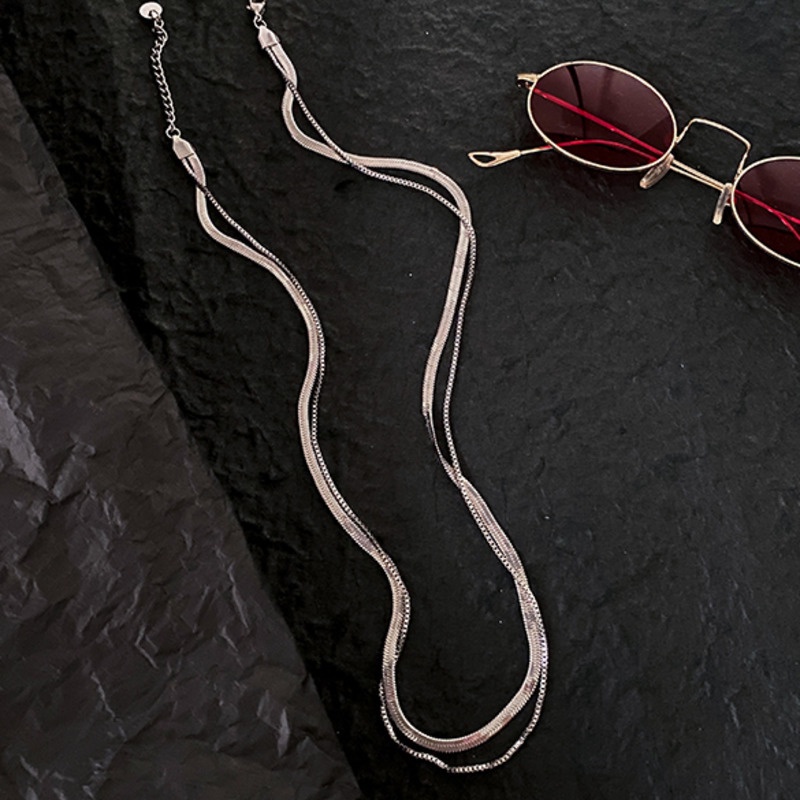 Vòng cổ Xương Rắn Hai Lớp Phong Cách hip hop Đường Phố Đơn Giản Sang Trọng Cho Nam Và Nữ