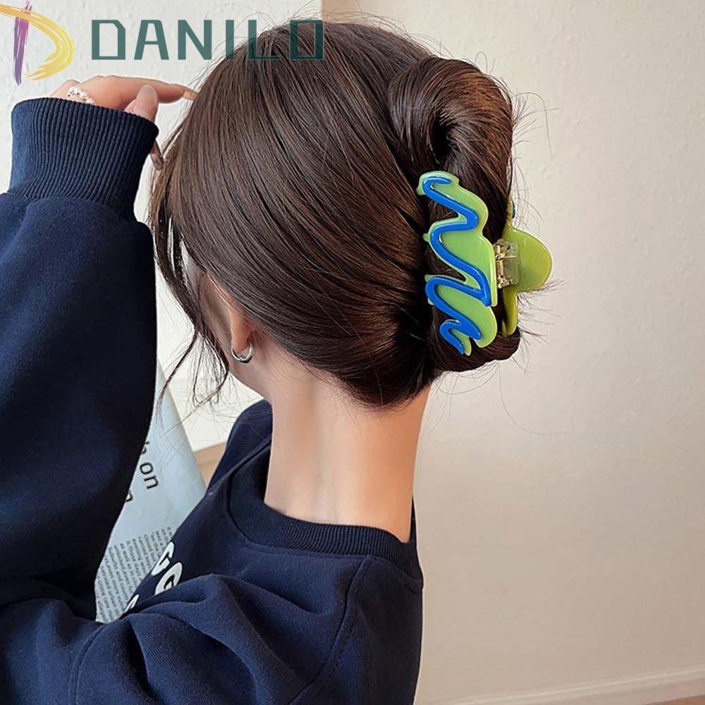 Danilo Kẹp Tóc Càng Cua / Cá Mập Họa Tiết Hình Học Phong Cách Vintage Ngọt Ngào Thanh Lịch Cho Nữ