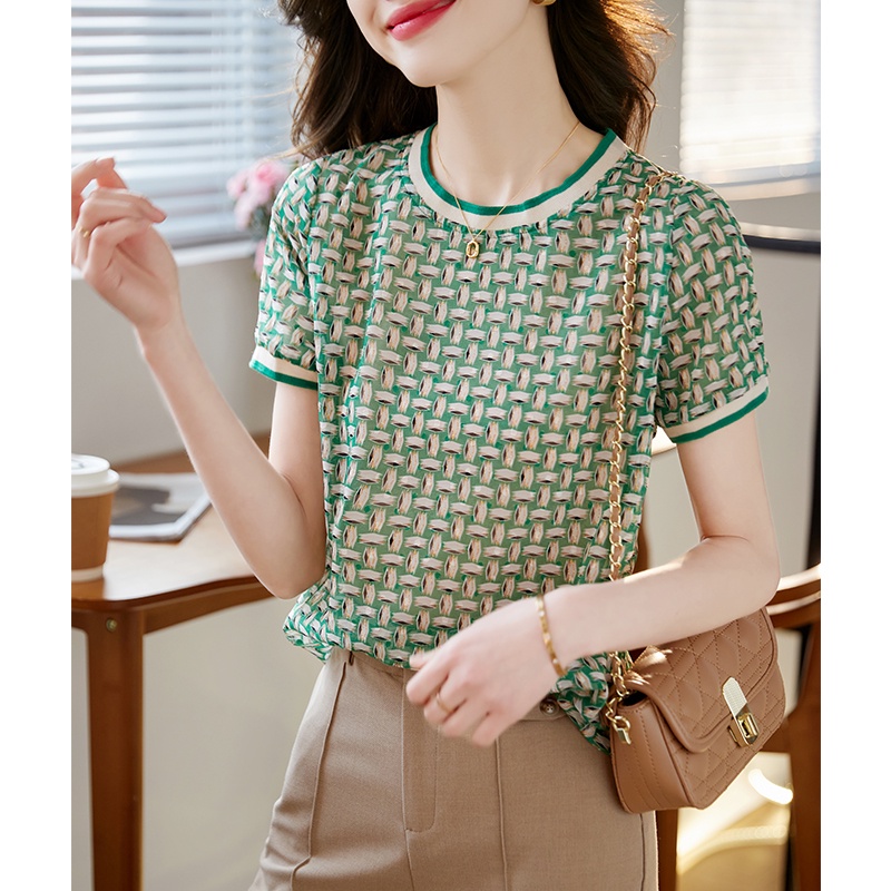 Áo Sơ Mi Chiffon Mỏng Nhẹ Phối Màu Tương Phản Thời Trang Mùa Hè Đơn Giản Dễ Phối Đồ