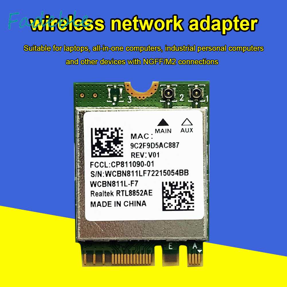 Thẻ Mạng Không Dây RTL8852AE Bluetooth 5.2 Cho Laptop