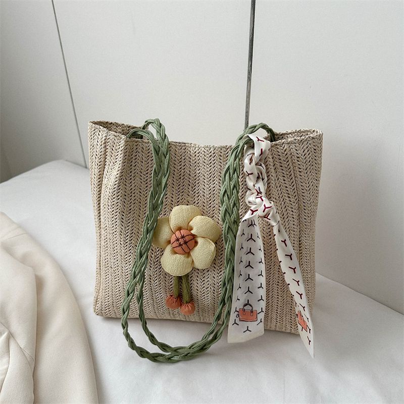 Niche Túi Xách Dệt Một Bên Vai Sức Chứa Lớn Phong Cách Mới Dành Cho Nữ Đi Chơi Kỳ Nghỉ