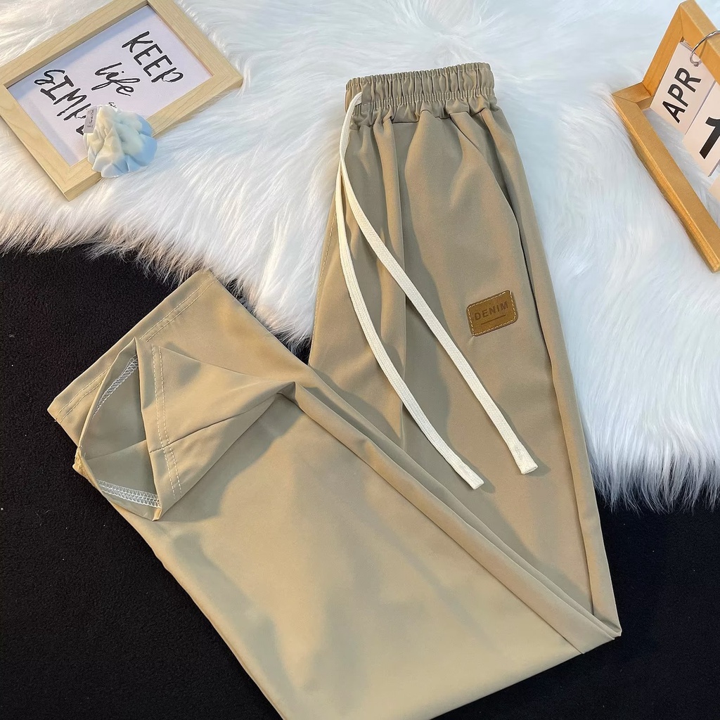 Quần Dài Thể Thao Vải Lụa Lạnh Mỏng Dáng Rộng Thời Trang Mùa Hè Mới Cho Nam