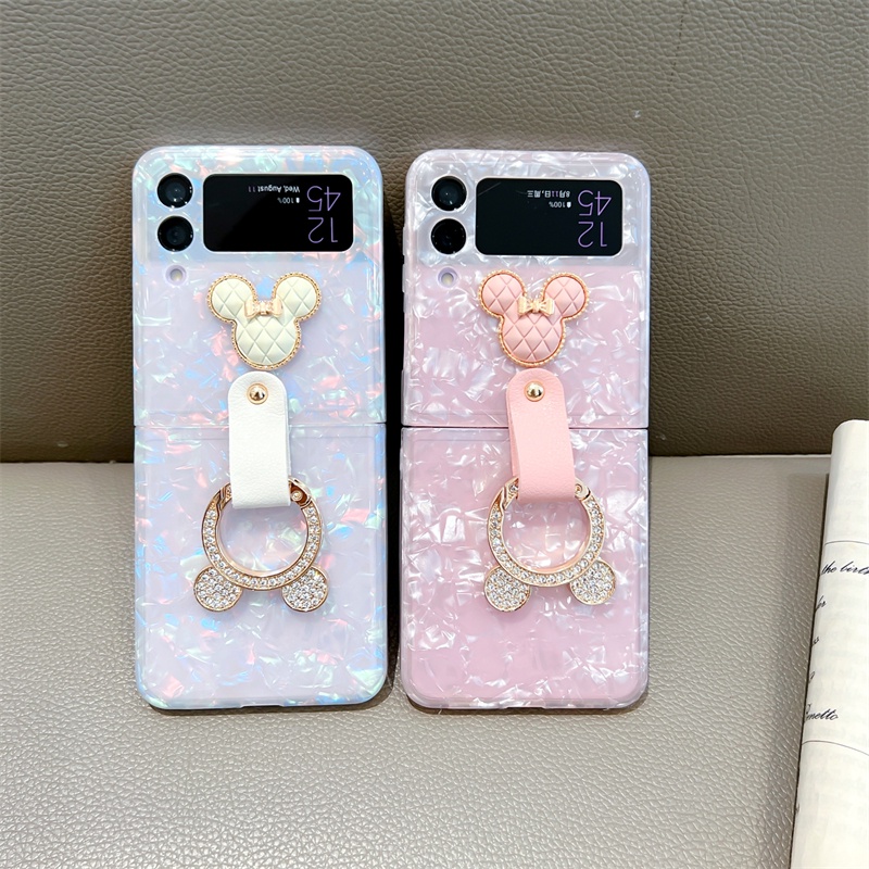 Ốp Điện Thoại Tpu Dẻo Họa Tiết Hoạt Hình Lấp Lánh Kèm Vòng Đeo Tay Cho Samsung Galaxy Z Flip 4 Z Flip 3