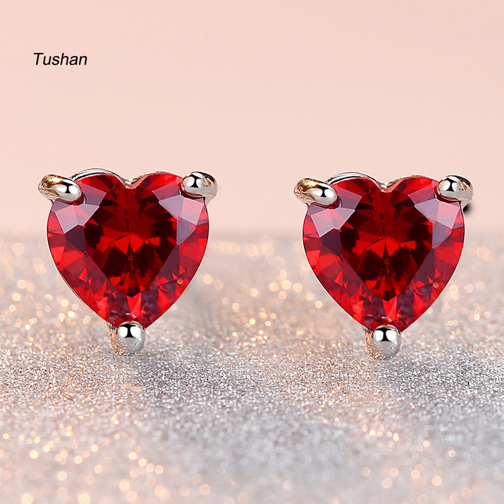 Khuyên Tai Hình Trái Tim Đính Đá Thời Trang Thanh Lịch Dành Cho Nữ