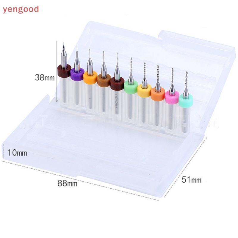 Set 10 Mũi Khoan Micro PCB 0.3-1.2mm Bằng Hợp Kim Cứng