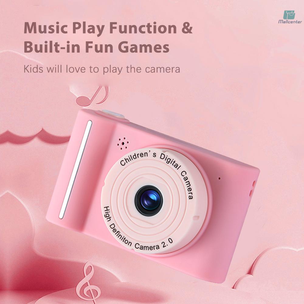 1080P Mini Kids Digital Camera Digital Video Camera for Kids Dual Lens 2.0 Inch IPS Screen Built-in Battery Cute Photo Frames Interesting Games with Neck Strap Birthday Christmas Gift for Boys Girls