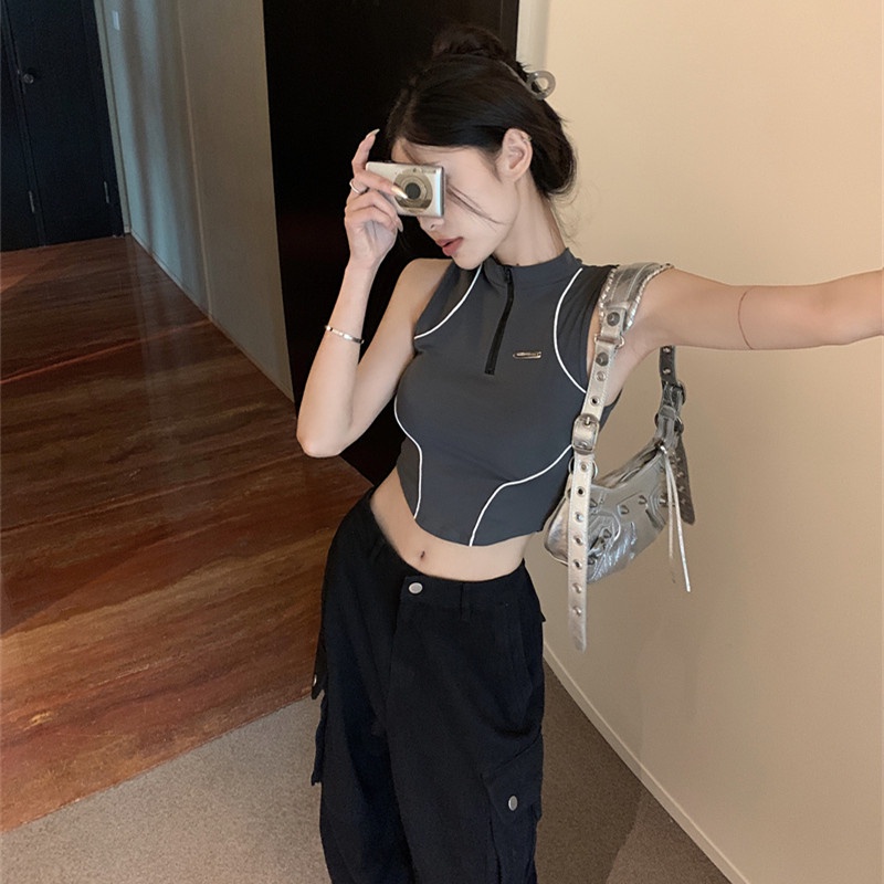 Áo Croptop Sát Nách Phong Cách Thể Thao Thời Trang Cho Nữ