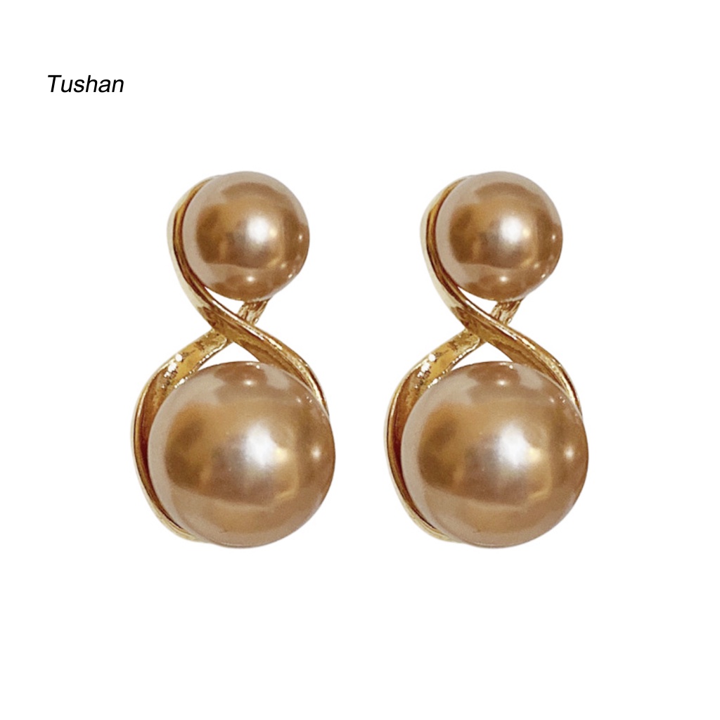 1 Đôi Bông Tai Ngọc Trai Giả Màu Sắc Champagne Thời Trang