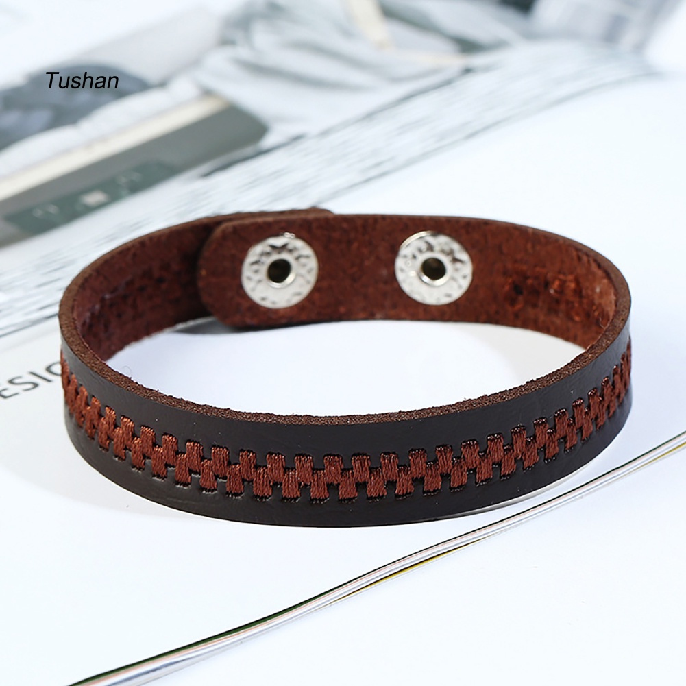 Vòng Tay Giả Da Thêu Họa Tiết Đơn Giản Dành Cho Cặp Đôi