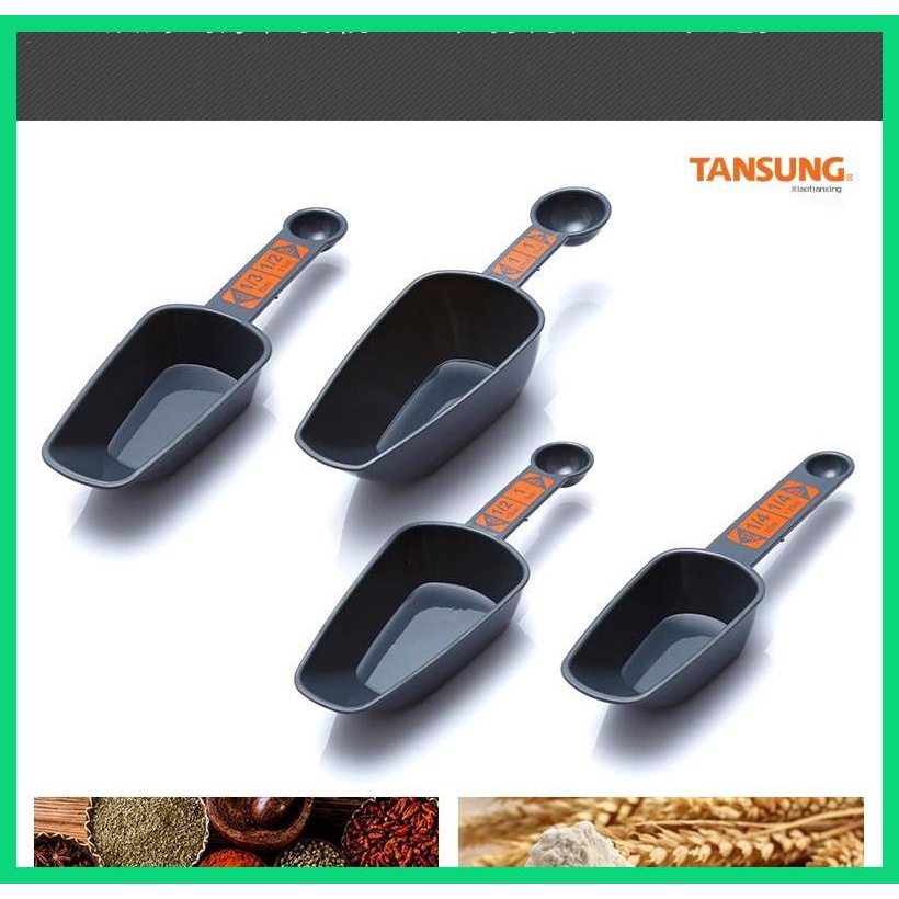 Bộ 4 Muỗng Đo Lường Hai Đầu Bằng Nhựa Tiện Dụng Cho Nhà Bếp