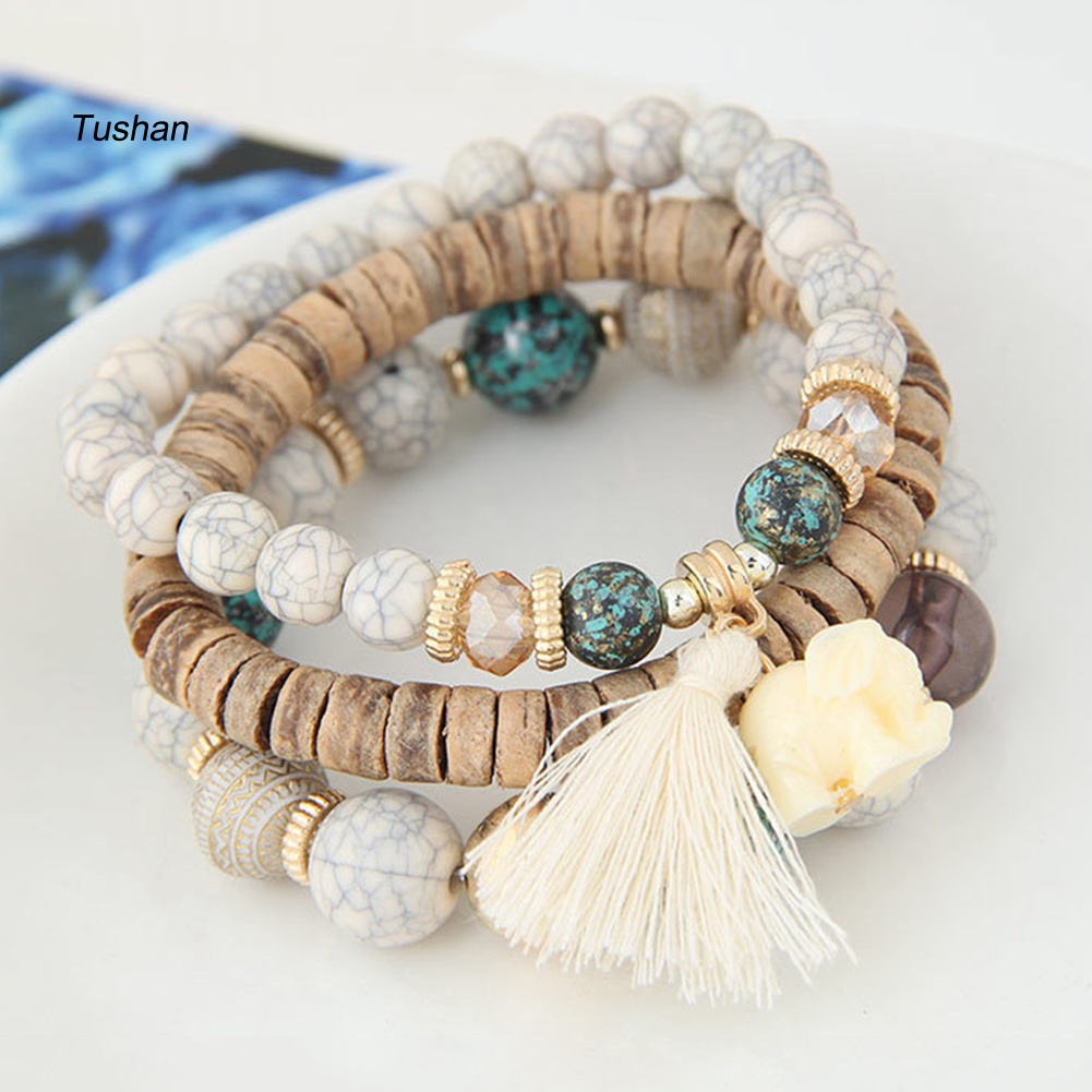 Vòng Tay Chuỗi Hạt Nhiều Lớp Phong Cách Boho Cho Nữ