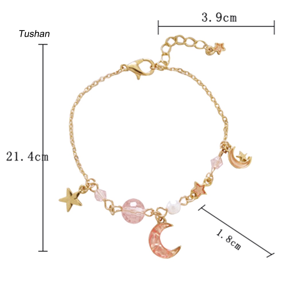 Vòng Đeo Tay Chuỗi Hạt Hình Mặt Trăng Và Ngôi Sao Thời Trang Cho Nữ