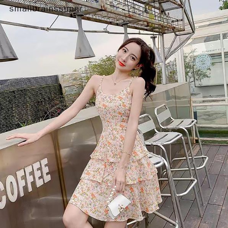 Đầm Hai Dây Dáng Chữ A Họa Tiết Hoa Cúc Thời Trang Mùa Hè Cho Nữ SBS