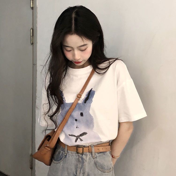 Áo thun COZOK ngắn tay dáng rộng in họa tiết thời trang cổ điển dễ phối đồ
