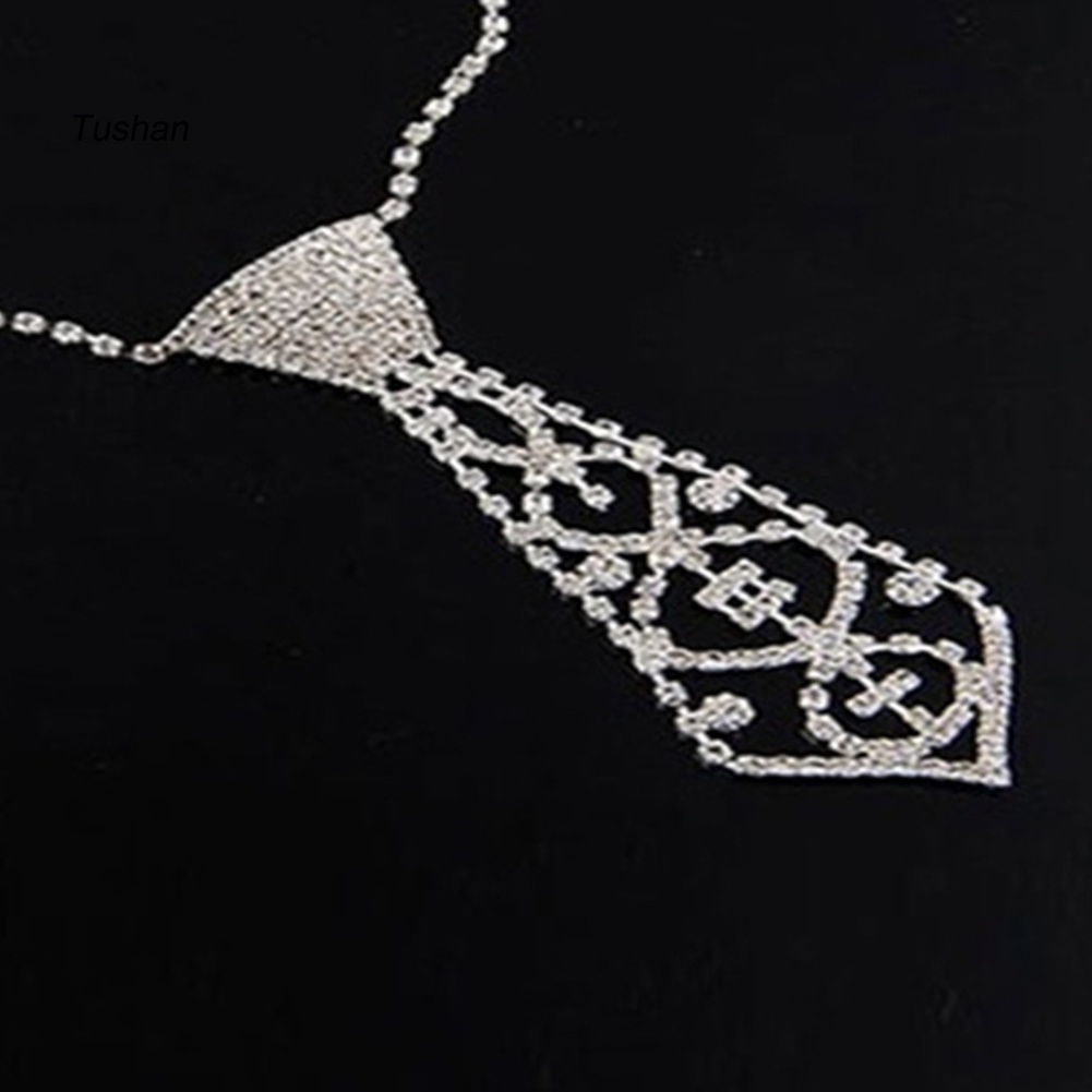 Vòng cổ Mặt Hình Cà Vạt Đính Đá Phong Cách Vintage