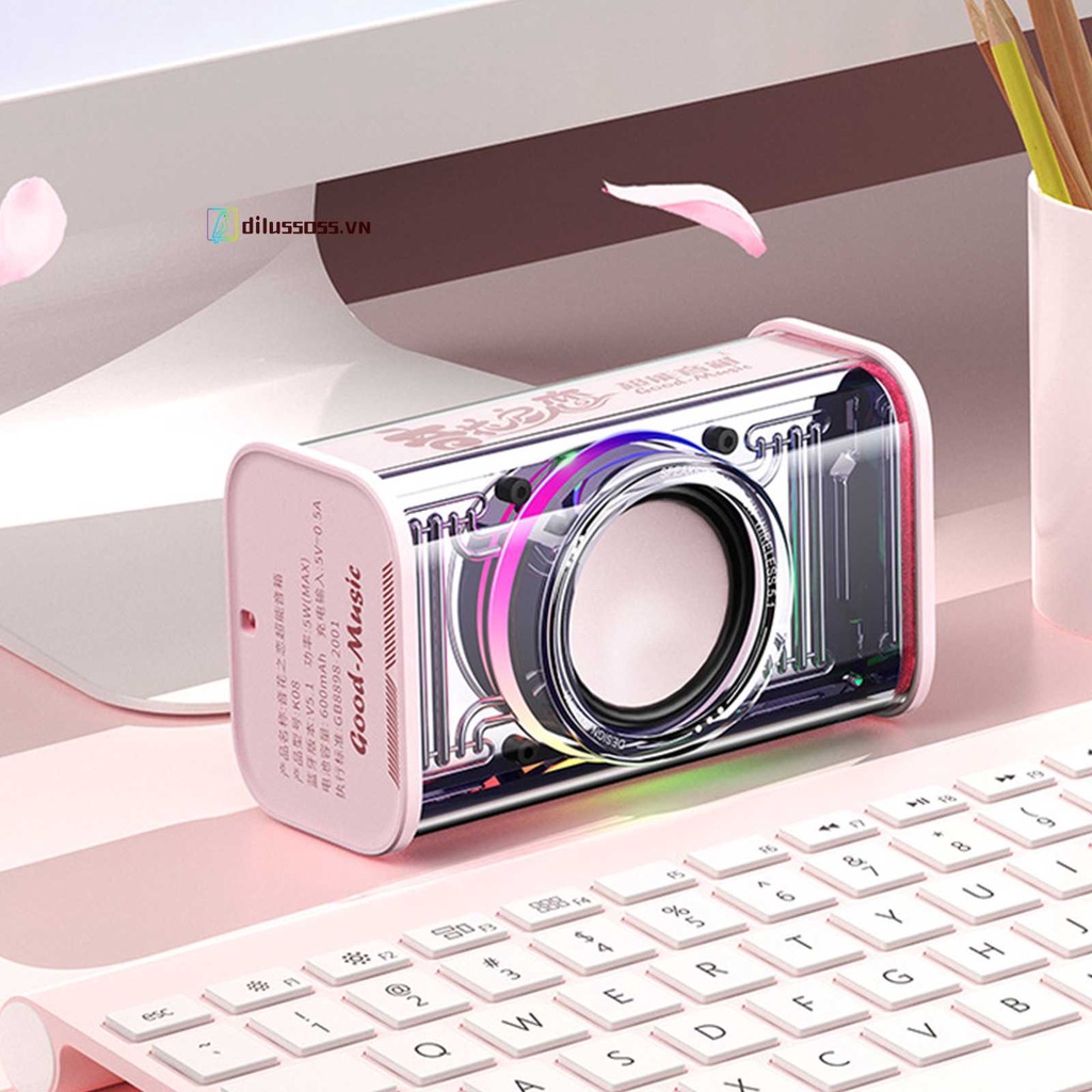 Loa Bluetooth 5.0 / 5.1 600mAh Trong Suốt Kèm Cáp Sạc