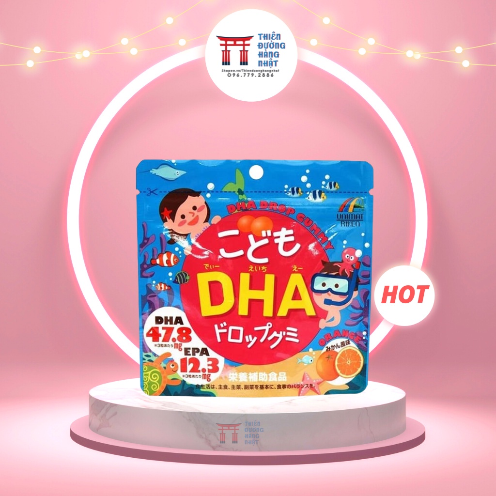 Kẹo bổ sung DHA vị cam cho bé Unimat Riken Nhật Bản 90 viên