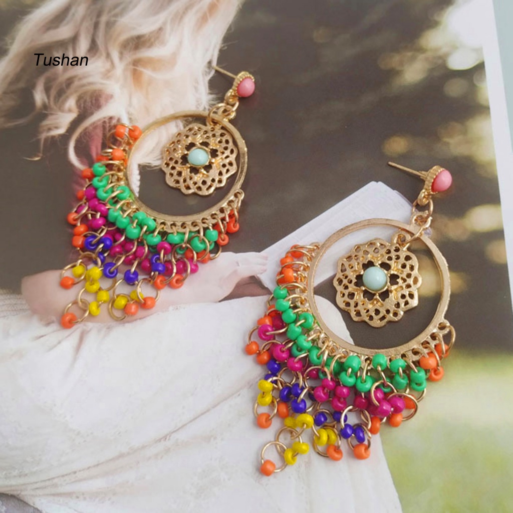 1 Đôi Bông Tai Xỏ Hạt Rỗng Hình Hoa Nhiều Màu Sắc Trọng Lượng Nhẹ Dễ Phối Đồ