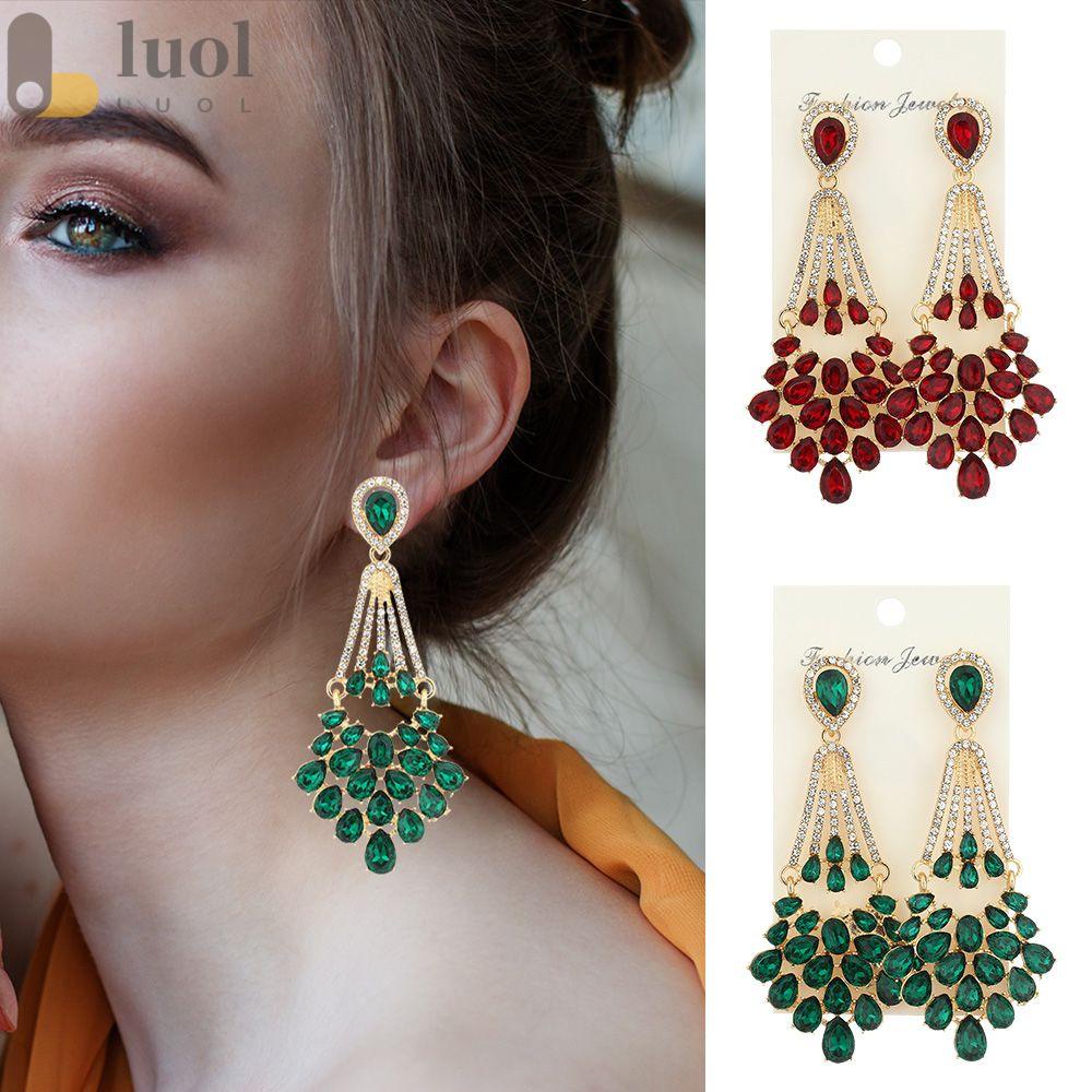 Bông Tai LUOL Thời Trang Cá Tính|Bông Tai Giọt Nước Đính Đá