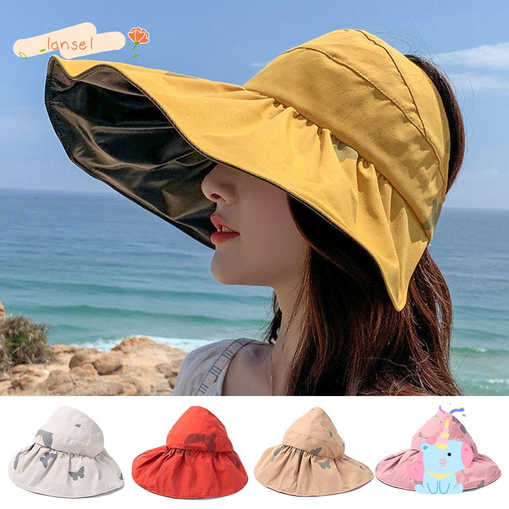 Nón Rộng Vành Che Nắng Hở Chóp Có Thể Gấp Gọn Thời Trang Đi Biển Cho Nữ