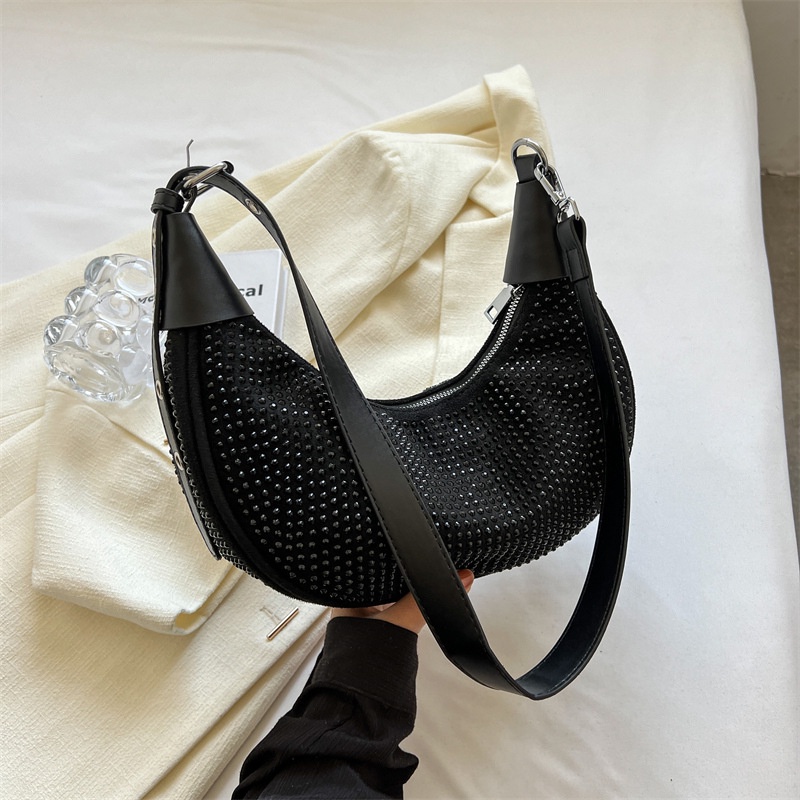 Niche Túi Xách Kẹp Nách Quai Xích Đính Đá Kim Cương Sáng Bóng Phiên Bản Hàn Quốc Hợp Thời Trang Cho Nữ