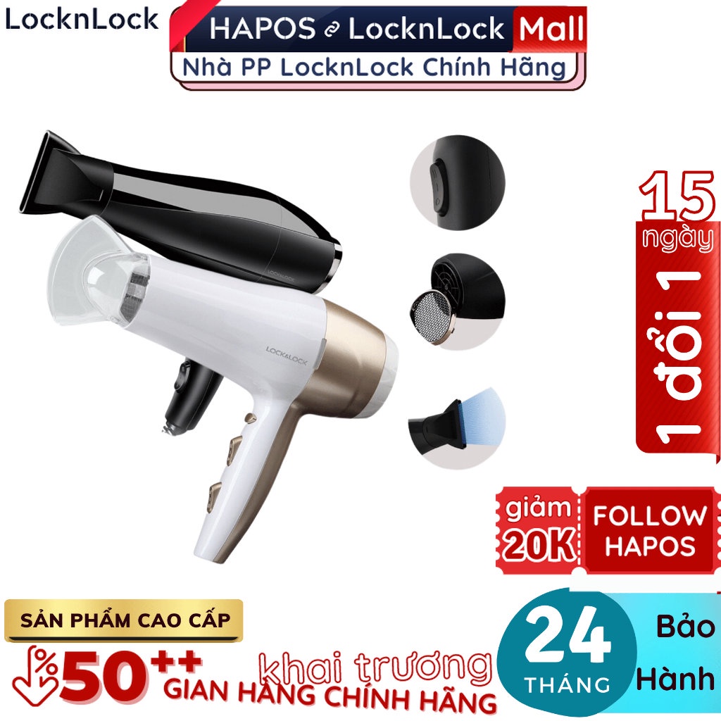 Máy sấy tóc LocknLock màu đen 220-240V ENA146BLK - HAPOS