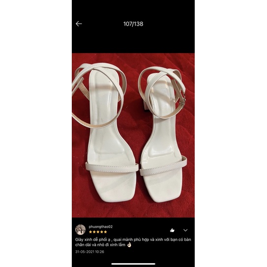 Sandal mũi vuông da mềm dây mảnh gót vuông 6p(hàng đẹp)
