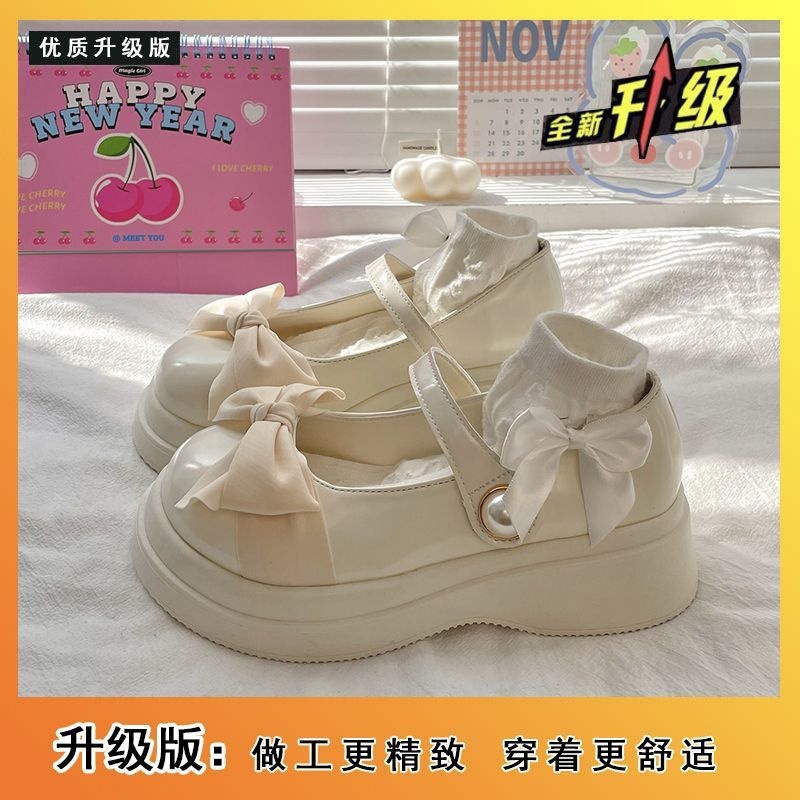 Giày nữ Lolita Oxford Giày Nữ Da Mũi Tròn Đế Dày Phong Cách Lolita Cho Nữ