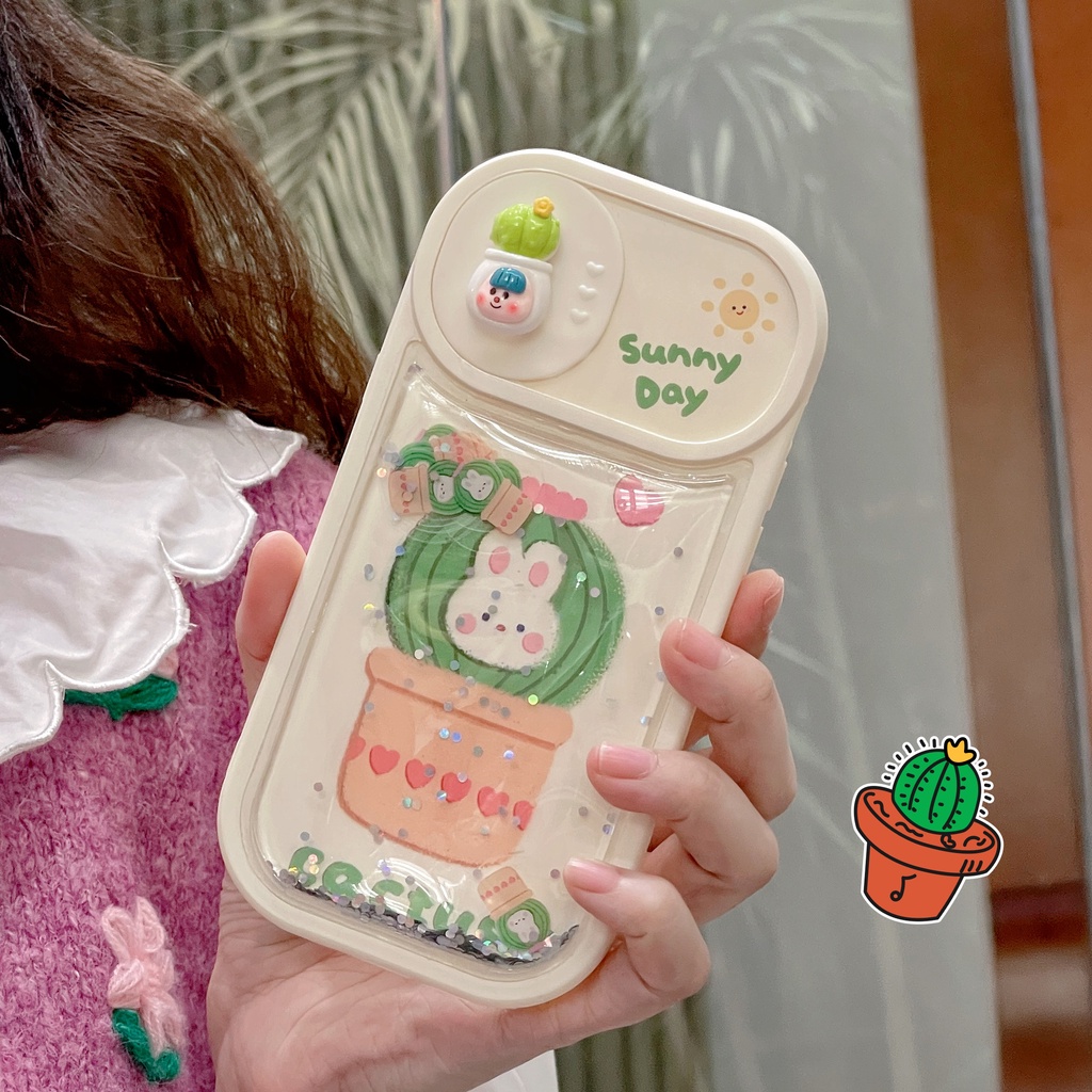 Ốp Điện Thoại Mềm Chống Sốc Hình Thỏ / Xương Rồng Lấp Lánh Hoạt Hình Cho iPhone 14 14PRO max 13 12PRO max 13pro max 11